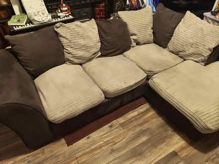 Photo of free Brown and beige corner sofa (Royal Standard SE7) #2