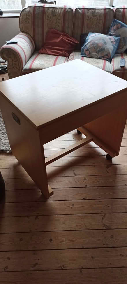 Photo of free pine table/desk on castors (Thrupp GL5) #1