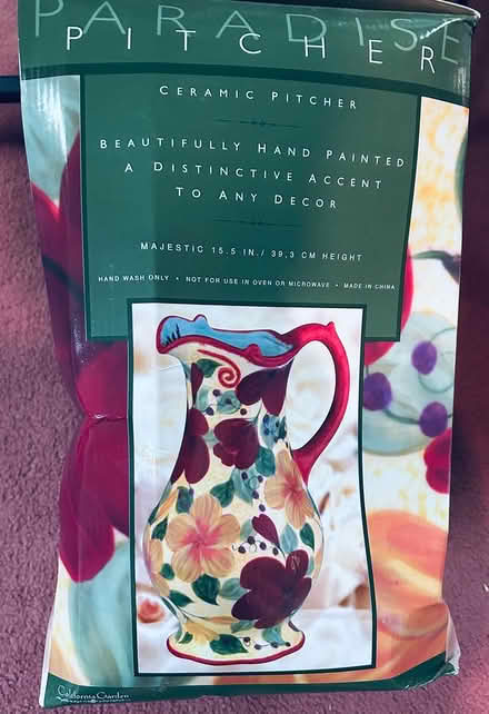 Photo of free Gorgeous Hand Painted Pitcher (Erin Mills) #1