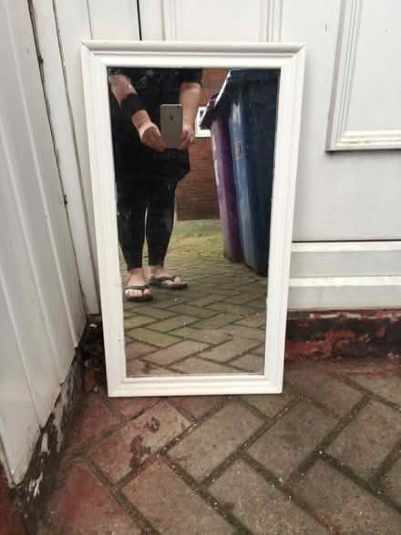 Photo of free Long White, wooden framed Mirror (Liverpool L6) #1
