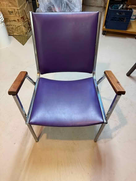 Photo of free vintage blue metal chair (Yonge & Mulock) #1