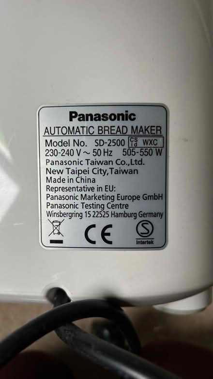 Photo of free Panasonic SD-2500 bread maker (Palmers Green N14) #3