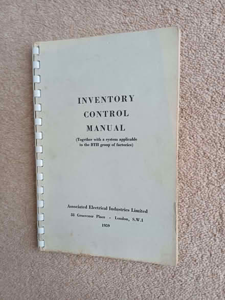 Photo of free AEI and BTH Inventory Control Manual (Leire LE17) #1