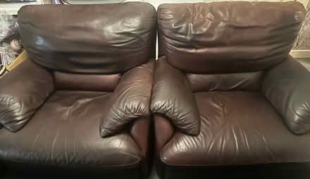 Photo of free 3 piece leather sofa and chairs (Much Hoole PR4) #2