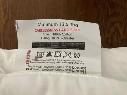 Photo of free Two 13.5 tog single duvets (Malvern WR14) #3