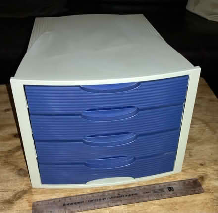Photo of free Plastic 4 drawer cabinet -see ruler for size (Palmers Green N14) #1