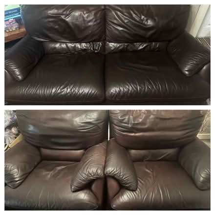 Photo of free 3 piece leather sofa and chairs (Much Hoole PR4) #1
