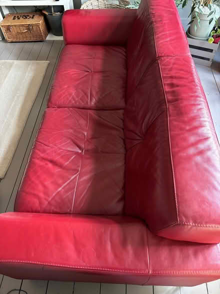 Photo of free Red leather sofa (Witham CM8) #4