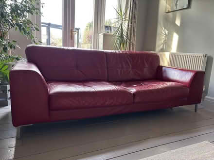 Photo of free Red leather sofa (Witham CM8) #4