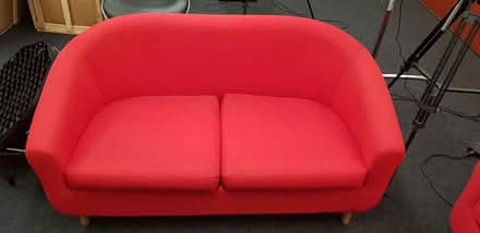 Photo of free Two red fabric 2-seater sofas (Westminster SW1P) #2