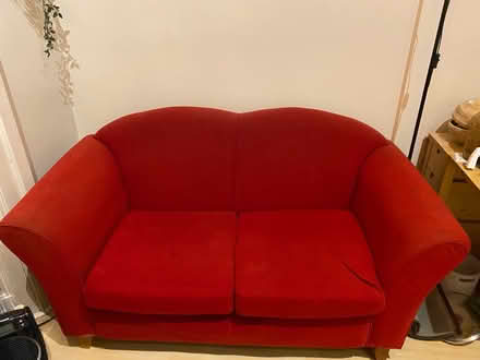 Photo of free 2 seater Red sofa (Warwick Estate W9) #1