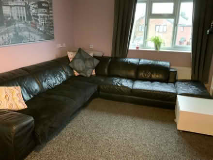 Photo of free Large leather corner sofa 3mx3m (Derby DE24) #1