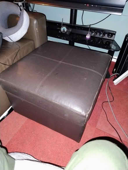 Photo of free Brown faux leather foot stool (Stretford M32) #1