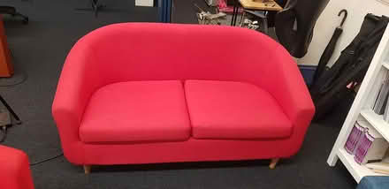 Photo of free Two red fabric 2-seater sofas (Westminster SW1P) #1