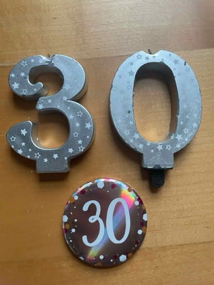 Photo of free 30th birthday candles & badge (Stretford M32) #1