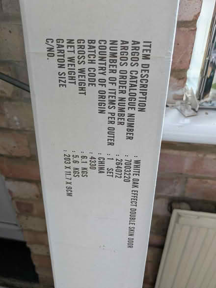 Photo of free Folding white door unassembled (Wickford) #3