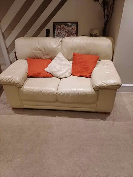 Photo of free Ivory Leather Sofa (Rainham, Kent - ME8) #2