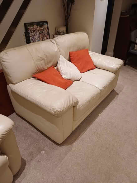 Photo of free Ivory Leather Sofa (Rainham, Kent - ME8) #3