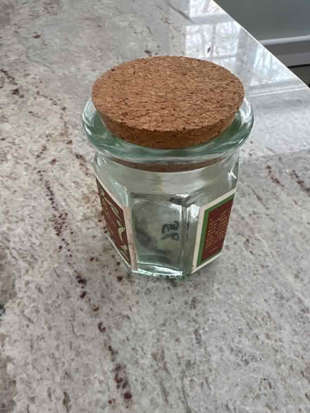 Photo of free Small glass jar w/cork lid (Ossining) #1