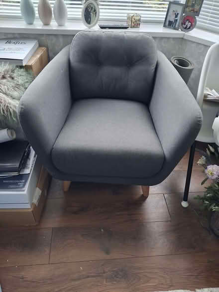 Photo of free John lewis grey 2 seater sofa and matching chair (Knotty Ash L12) #3