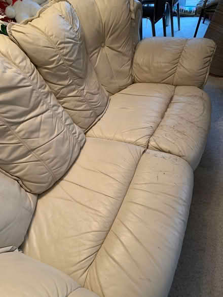 Photo of free Cream 3 Seater Leather Sofa (Harold hill RM3) #4