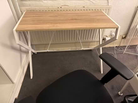 Photo of free Desk with wooden table top, metal legs (Canonbury N1) #1