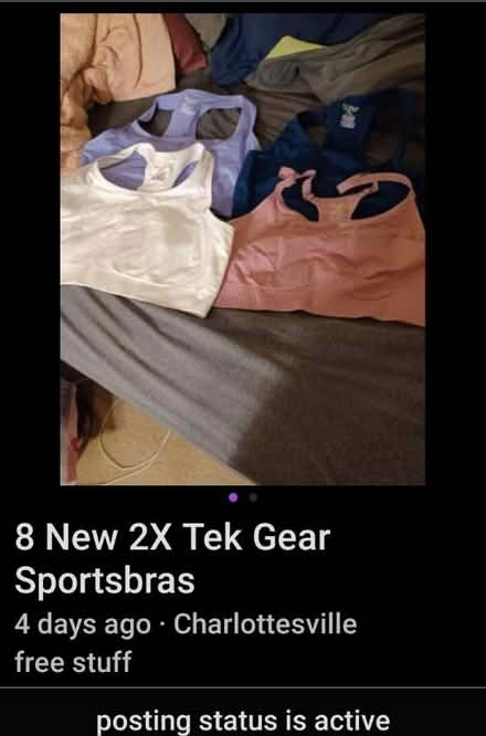 Photo of free 8 size 2X sports bras (Hollymead) #2