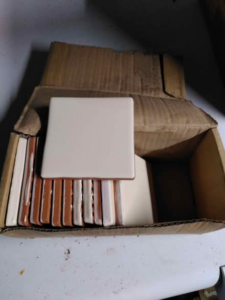 Photo of free 12 spare cream ceramic tiles (Summerlands LA8) #1