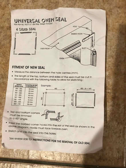 Photo of free Universal oven / grill door seal (new) (Wood Farm OX3) #2