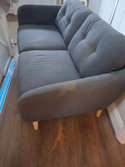 Photo of free John lewis grey 2 seater sofa and matching chair (Knotty Ash L12) #2