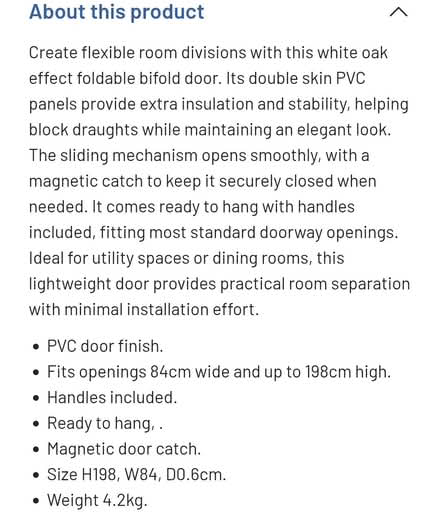 Photo of free Folding white door unassembled (Wickford) #4