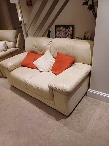 Photo of free Ivory Leather Sofa (Rainham, Kent - ME8) #1