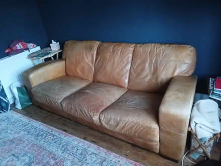 Photo of free Tan leather sofa (Rodwell DT4) #1