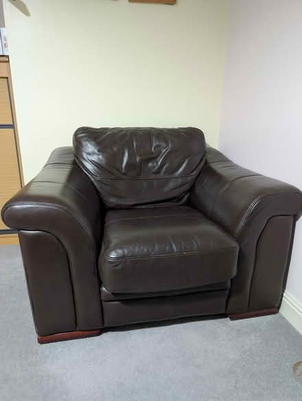 Photo of free Pair Dark brown leather armchairs (Shinfield, RG2) #1