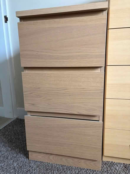 Photo of free Small 3 drawer cupboard, good condition H78 x W40 x D48 cms. (Bare LA4) #1