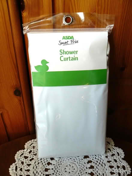 Photo of free New white shower curtain with rings (Woodside WD25) #1