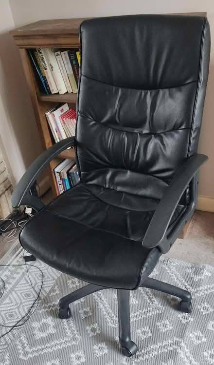 Photo of free Black faux leather office seat (Manor Farm KT14) #1