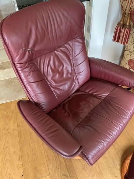 Photo of free Burgundy stressless reclining chair and stool (Greywell RG29) #2