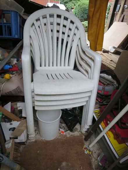 Photo of free White plastic garden table and chairs (Sanderstead CR2) #2