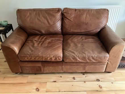 Photo of free 2 Brown leather sofas (Westleton IP17) #1