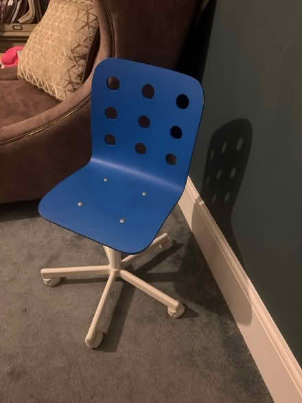 Photo of free Kids Desk Chair- Blue, wooden (Woodside SE25) #1