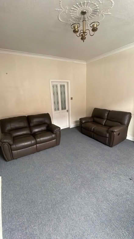 Photo of free Two brown leather sofas (Spotland Bridge OL12) #1