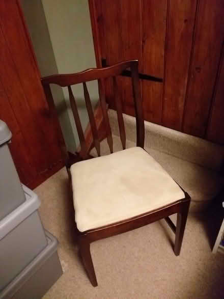 Photo of free Wood Dining Chair x1 With Suede-Like Cushion Seat And Curved (Avebury SN8) #1