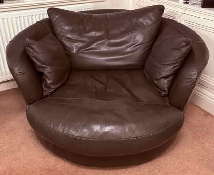 Photo of free COLLECTION ASAP rotating brown circular leather chair (Sudbury Hill HA1) #1