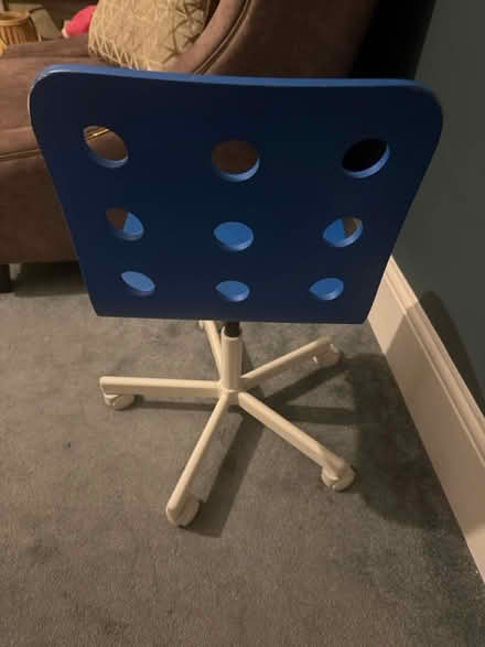 Photo of free Kids Desk Chair- Blue, wooden (Woodside SE25) #2