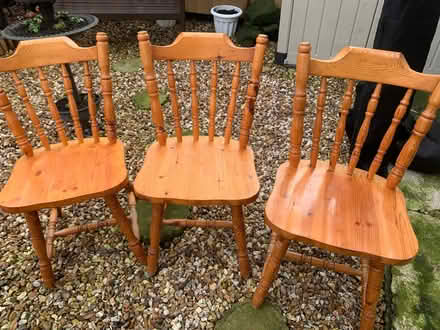 Photo of free Solid pine chairs x 3 (Bidston Moss CH45) #1