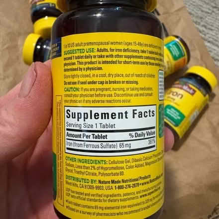 Photo of free Nature Made Iron Tablets - unopened (55414) #3