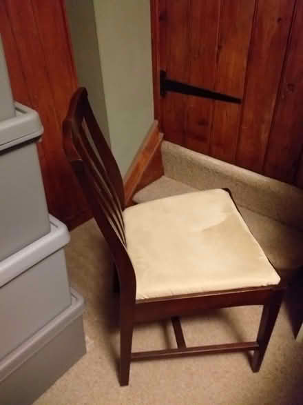 Photo of free Wood Dining Chair x1 With Suede-Like Cushion Seat And Curved (Avebury SN8) #3