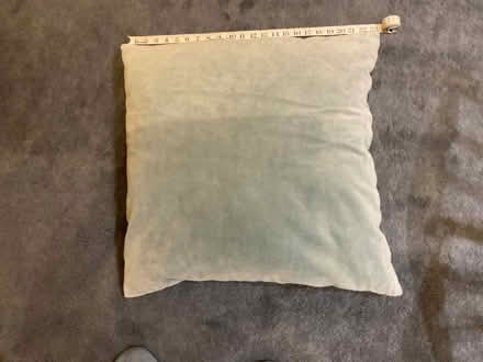 Photo of free Pale blue velvet feather cushion, large. (Broxbourne EN10) #1