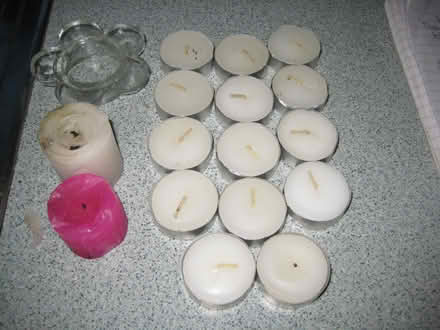 Photo of free 14 Tea candles 2 glass holder (Crookham Common) #1